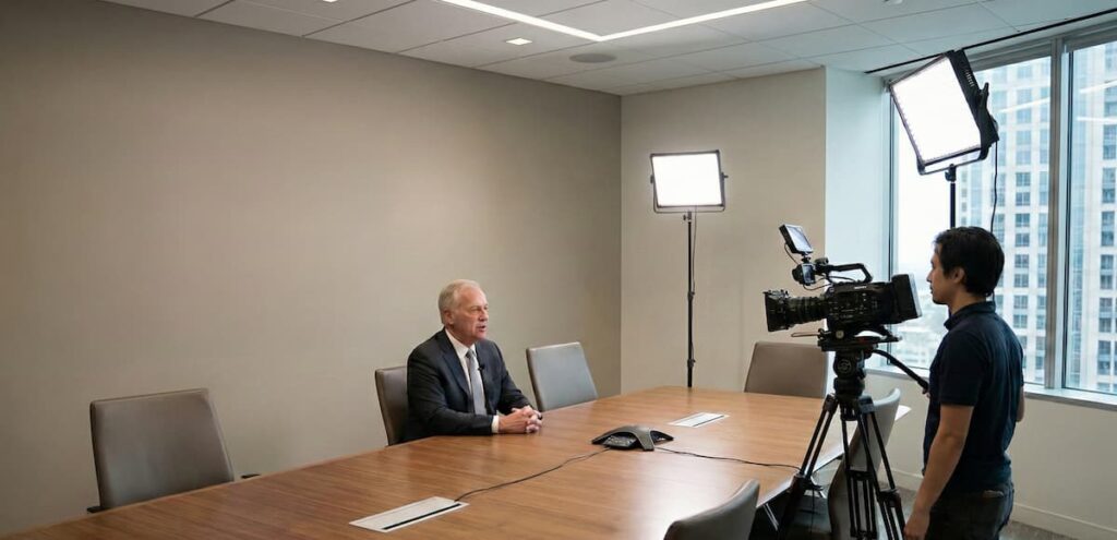 Professional corporate video production setup
