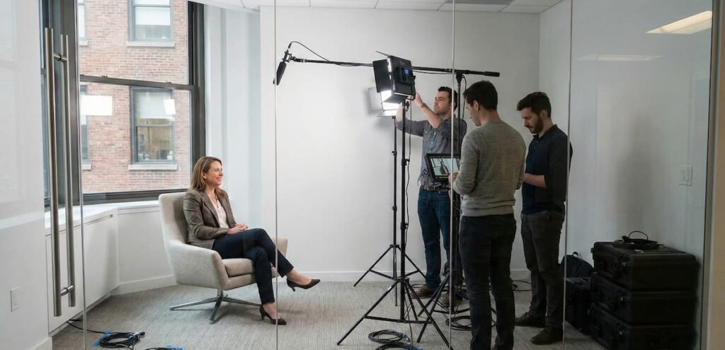 Corporate video production interview set